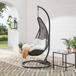 Abate Wicker Rattan Outdoor Patio Swing Chair by Modway - Gray White