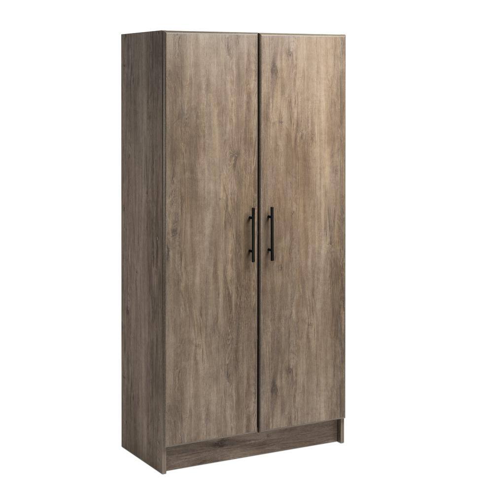 Angle. Prepac - Elite 32 inch Storage Cabinet, Drifted Gray - Gray.