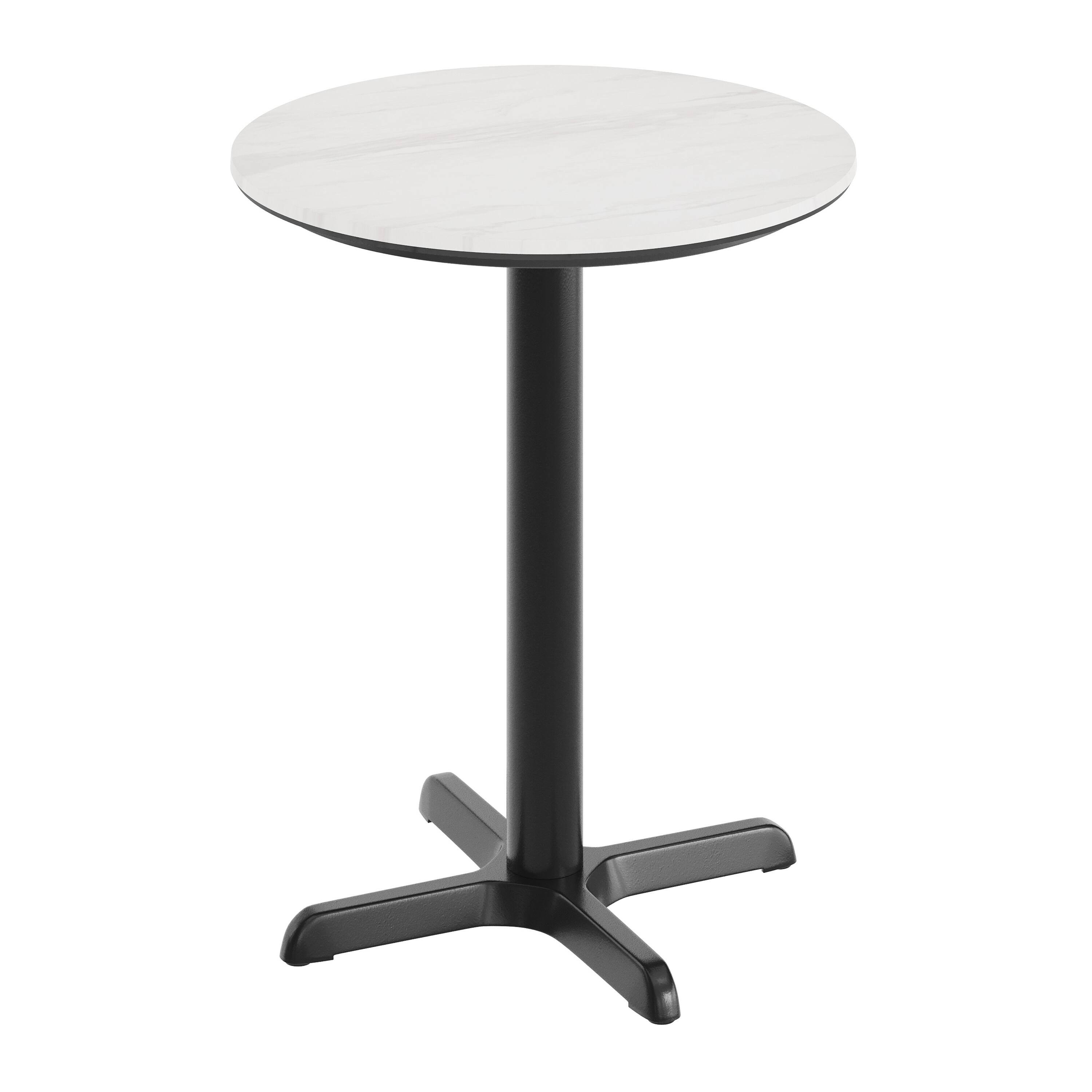 White Faux Marble/Black Base