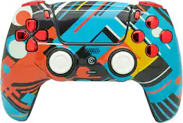 Custom Controllerzz - Custom Wireless Controller for PS5 - Retro Abstract & Red Chrome Inserts