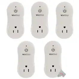 Vivitar - 5x Smart Home Wi-Fi Outlet, USB Port Compatible with Alexa and Google Home No Hub Required - White
