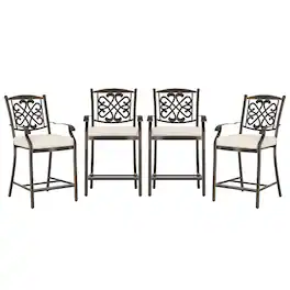 Mondawe - 4-Piece Dining Bar High Chairs - Black+Beige