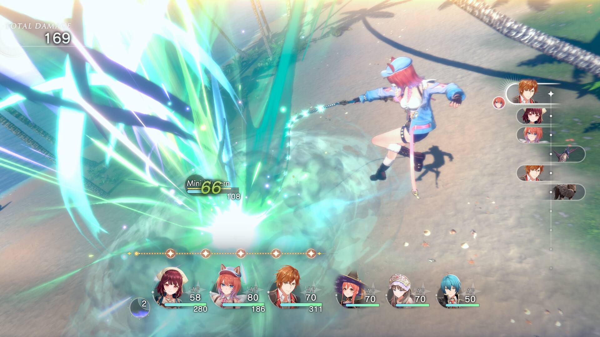 The text on the image reads: "Total Damage 169 Mini Boss 66 108 2 AP 58 280 AP 80 186 AP 70 311 AP 70 1e AP 70 AP 50."