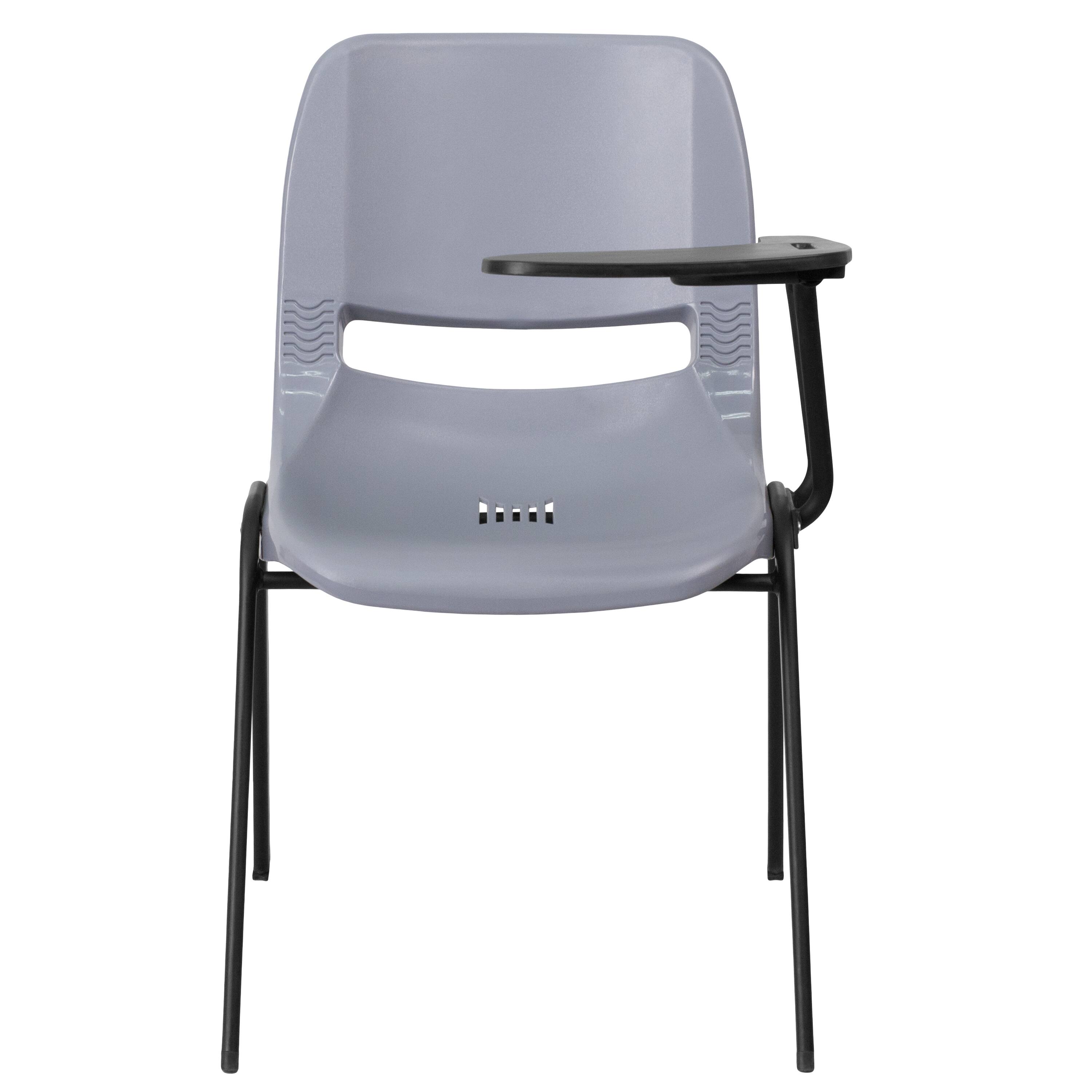 Alt View 5. Emma + Oliver - Ergonomic Shell Chair with Left Handed Flip-Up Tablet - Tablet Arm Desk - Gray.