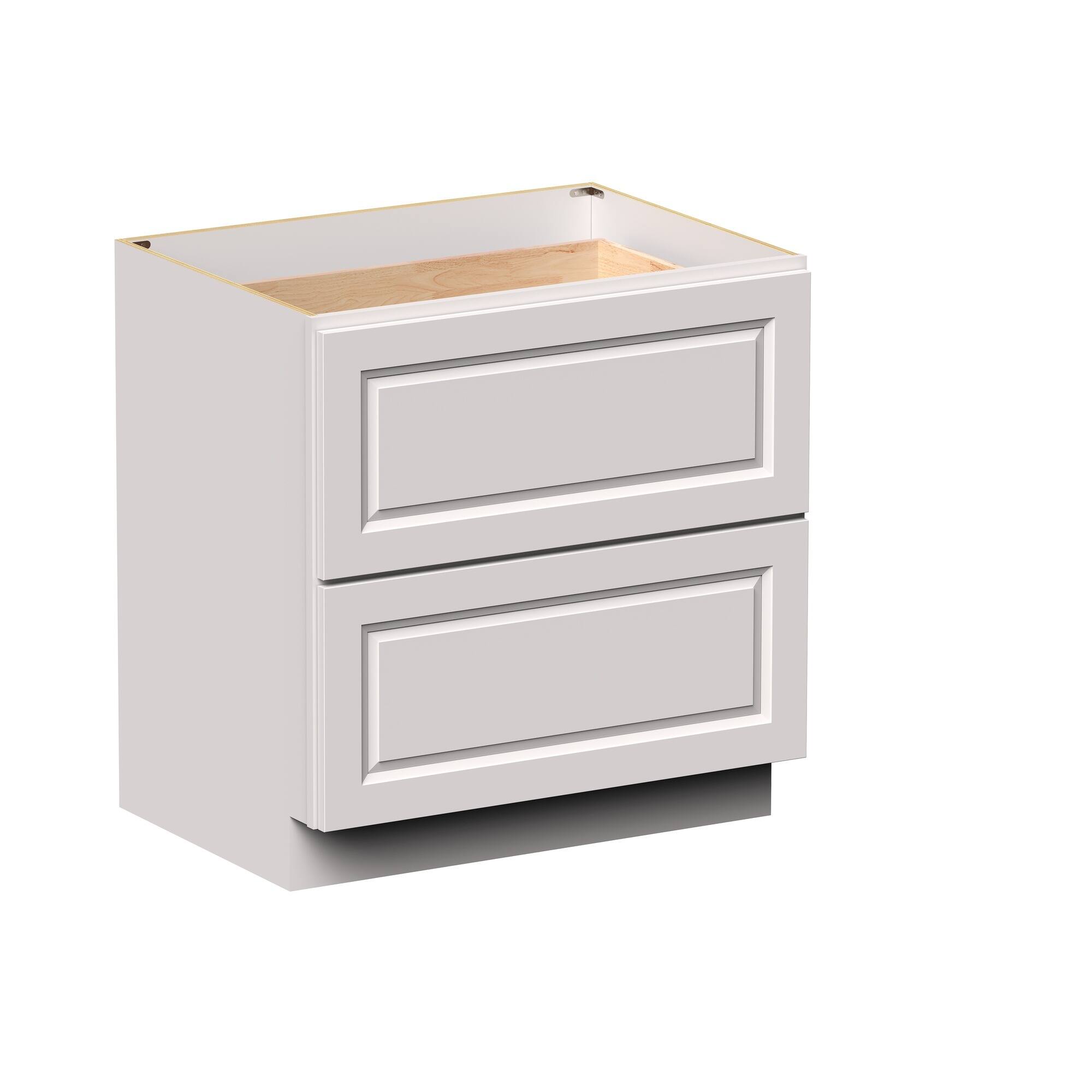 Angle. Boyel Living - 33-in W x 34.5-in H x 24-in D Shaker 2-Drawer Kitchen Base Cabinet with Soft-Close Slides - Glacier White.