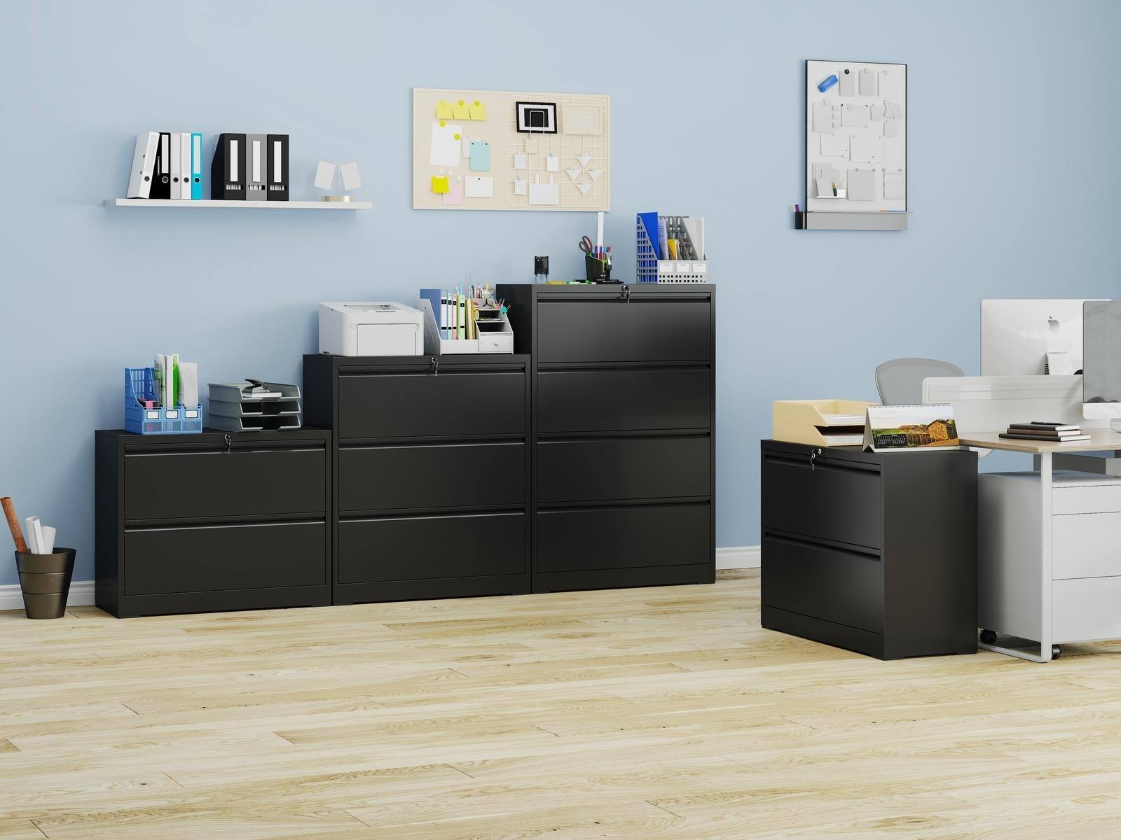 Alt View 7. Spaco - 2 Drawer Lateral File Cabinet with Lock, Tall Metal Filing Cabinet for Home Office, Wide Storage for Legal Letter A4 F4 - White.