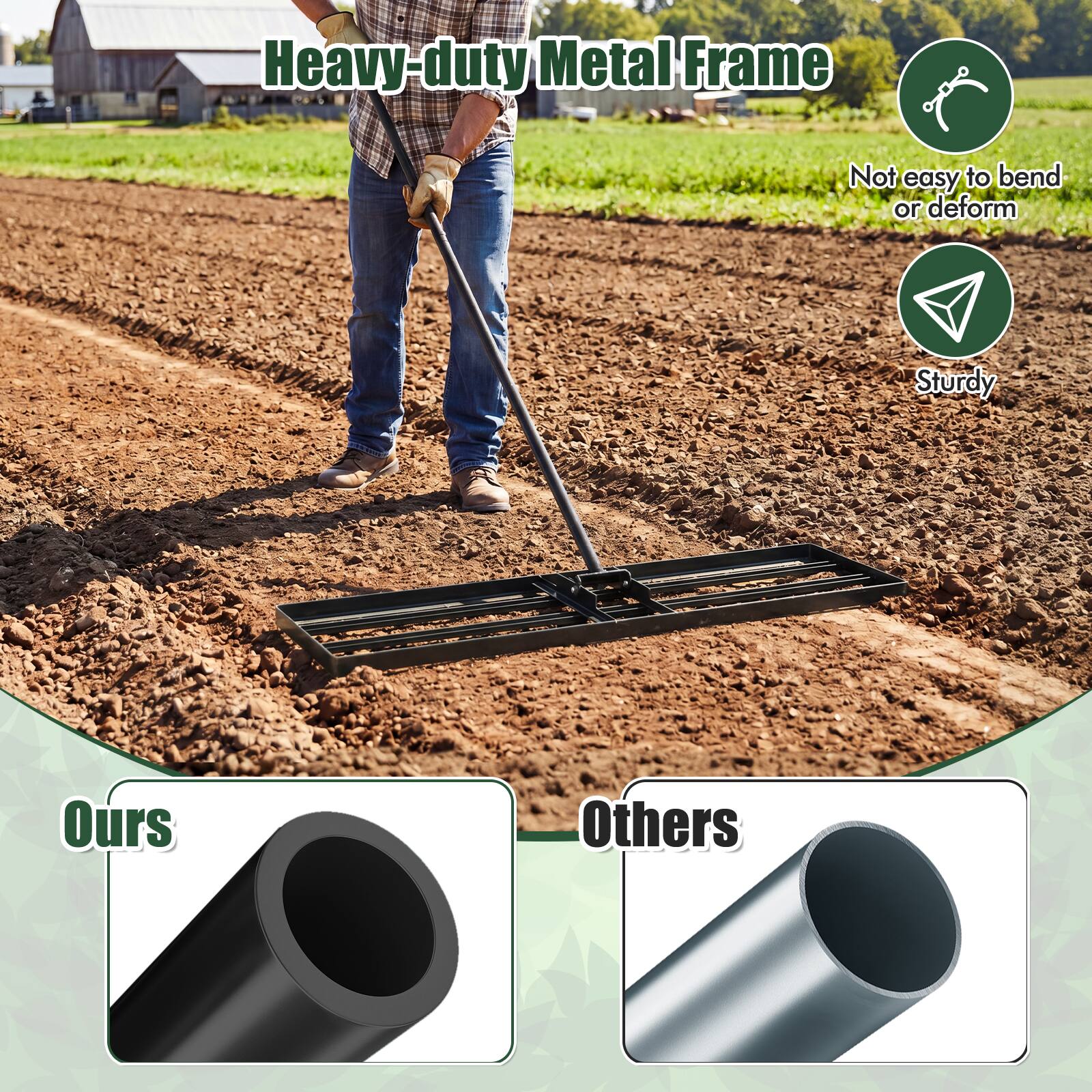 Heavy-duty Metal Frame  
Not easy to bend or deform  
Sturdy  

Ours  
Others