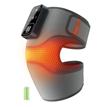 Front. Live At Space - Cordless Heated Knee Brace 5 Heat 3 Massage 149°F 5000mAh Grey Pair - 642146670435.