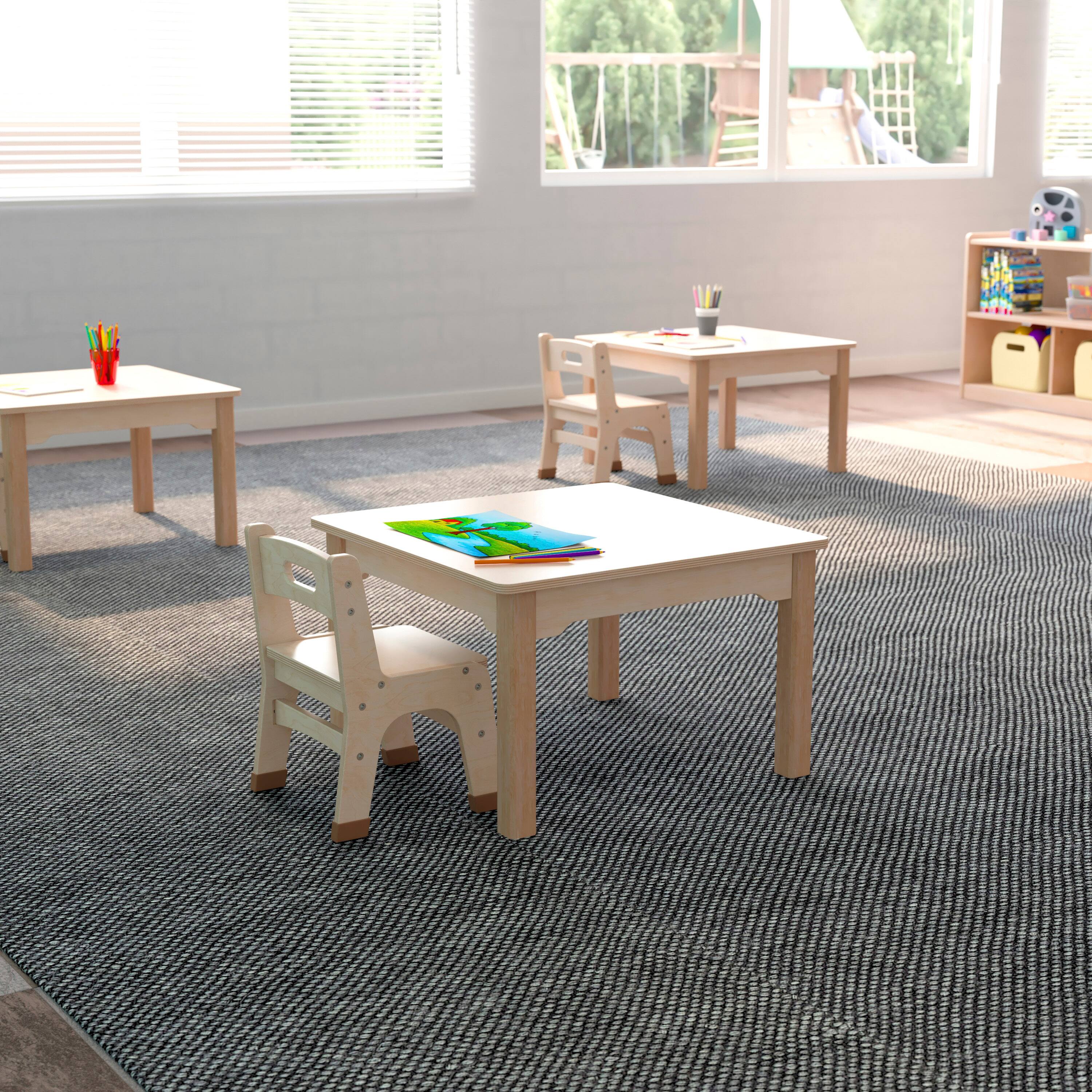 Alt View 2. Flash Furniture - Bright Beginnings Commercial Grade Wooden Square Preschool Classroom Activity Table, (23.5"W x 14.5"H), Beech - Natural.