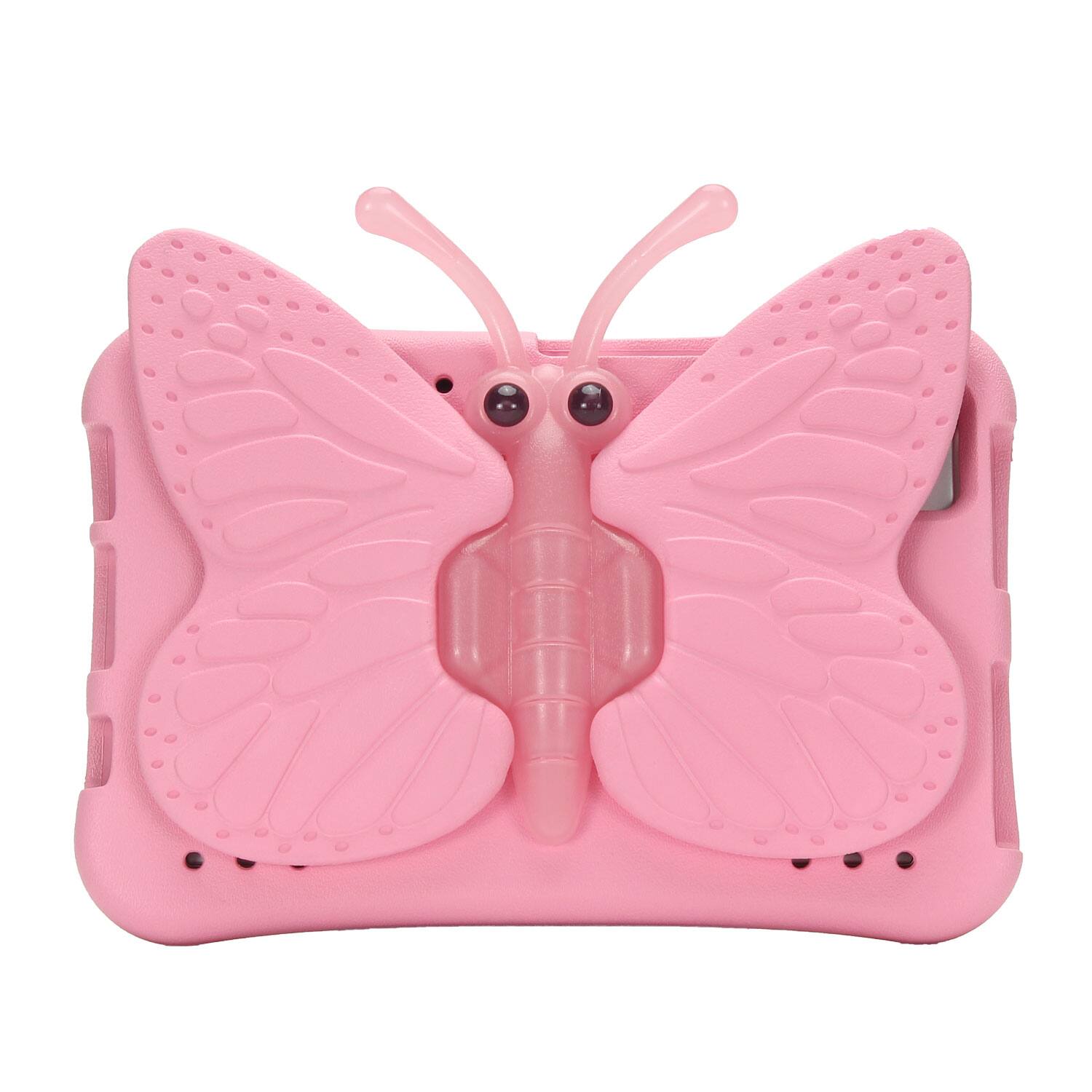 Angle. Dteck - Kids Butterfly Case for Samsung Galaxy Tab A9 8.7" 2023 & Tab A7 Lite 8.7" 2021,3D Cartoon EVA Shockproof Stand Cover - Pink.