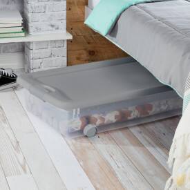 Alt View 8. Sterilite - Sterilite 56 Qt Wheeled Under Bed Storage Container, Plastic Bin, Silver, 4 Pack - Silver.