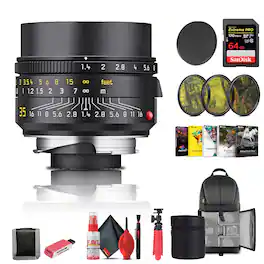 Leica - Summilux-M 35mm f/1.4 ASPH. Lens (Black) (11726) + 64GB Memory Card + More - Black