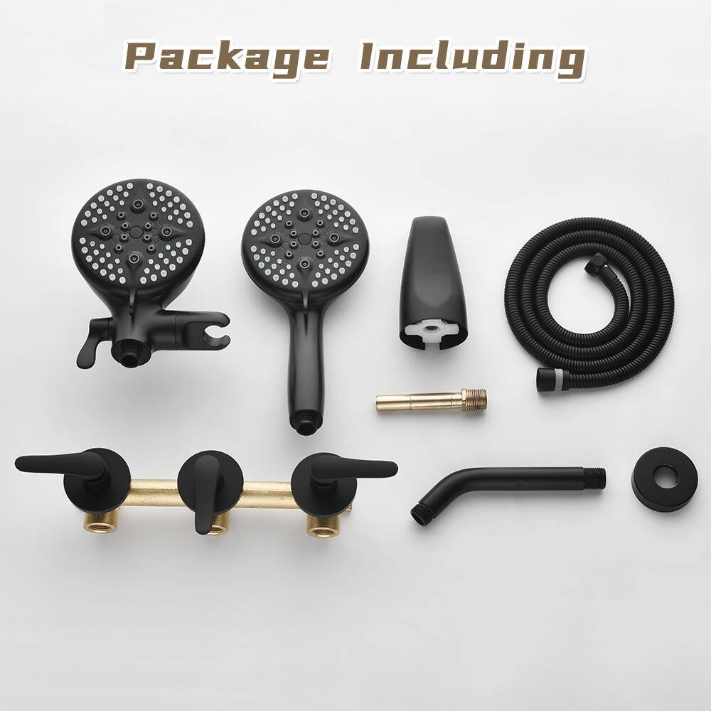 Package Including

- 2 Showerheads
- 1 Hand Shower
- 1 Hose
- 1 Faucet Connector
- 1 Faucet Handle
- 1 Drain Cover
- 1 Flexible Hose