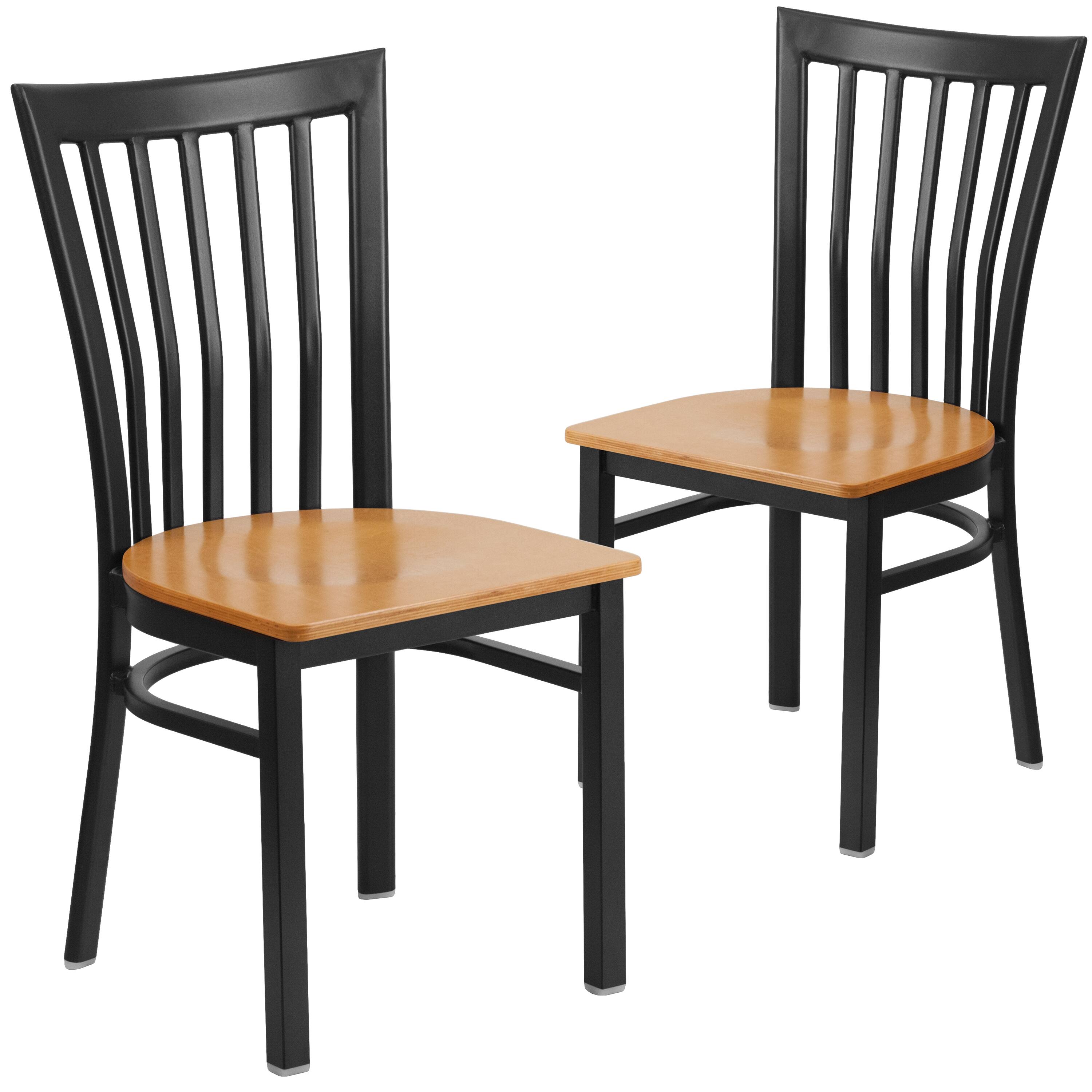 Natural Wood Seat/Black Metal Frame