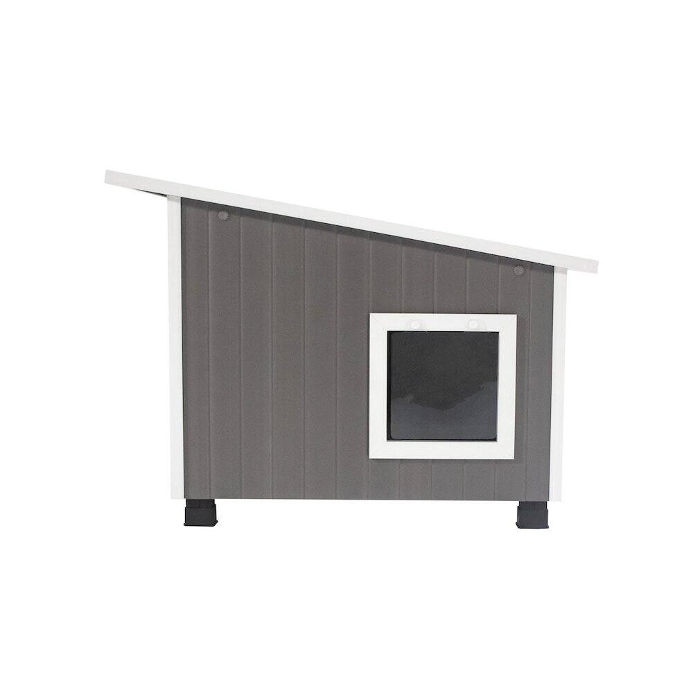 Left. New Age Pet - New Age Pet ECOFLEX Outdoor Cat House, XL - Grey.