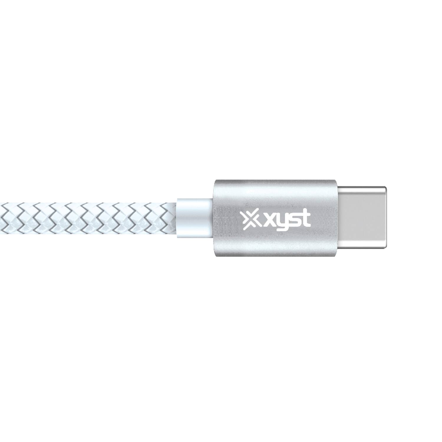 Angle. Xyst - Braided USB-C to USB-C Charge and Sync Cable 10Ft - White.