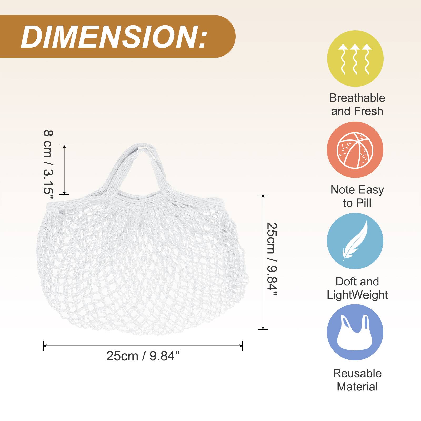 DIMENSION: 8 cm / 3.15" x 25cm / 9.84"  
Breathable and Fresh  
Note Easy to Pill  
Doft and LightWeight  
Reusable Material