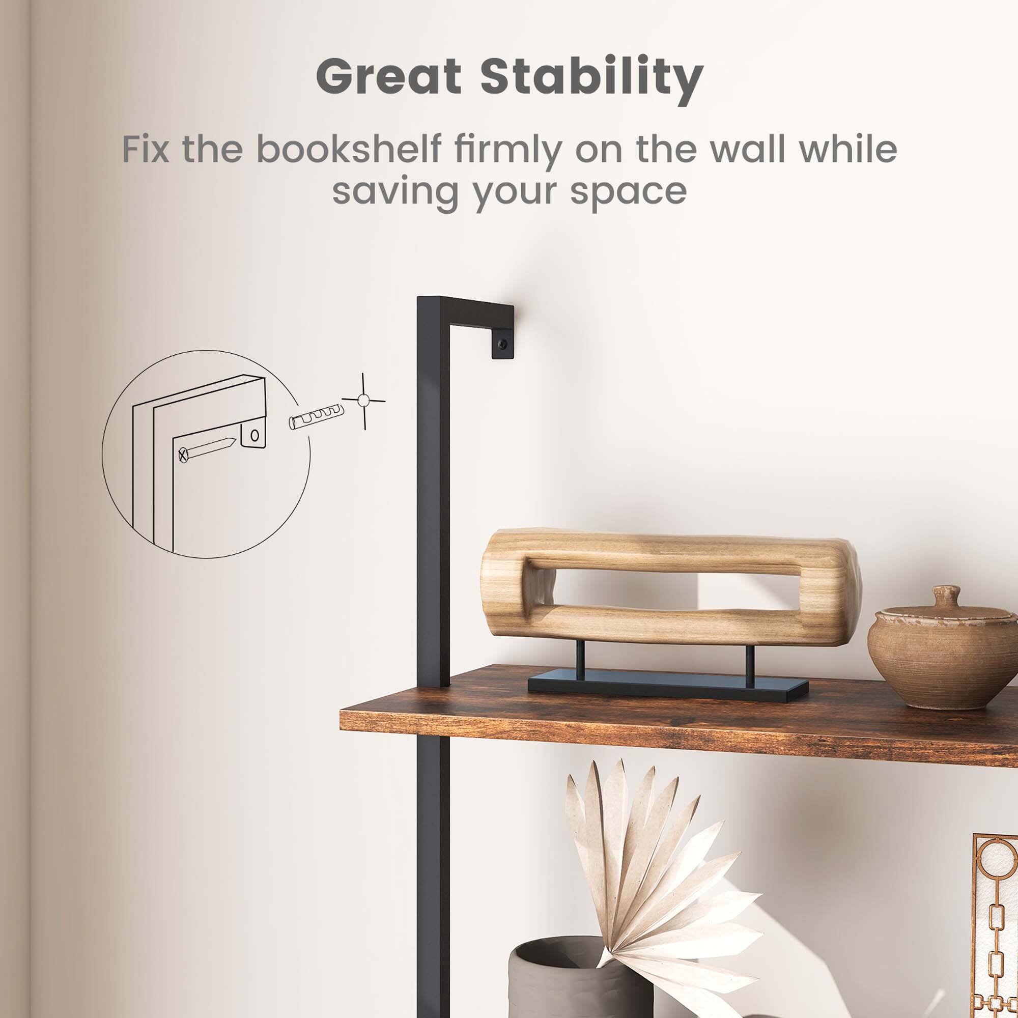 Great Stability: Fix the bookshelf firmly on the wall while saving your space.