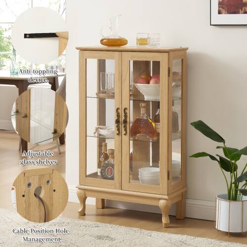 Anti-toppling device.  
Adjustable glass shelves  
Cable Position Hole Management