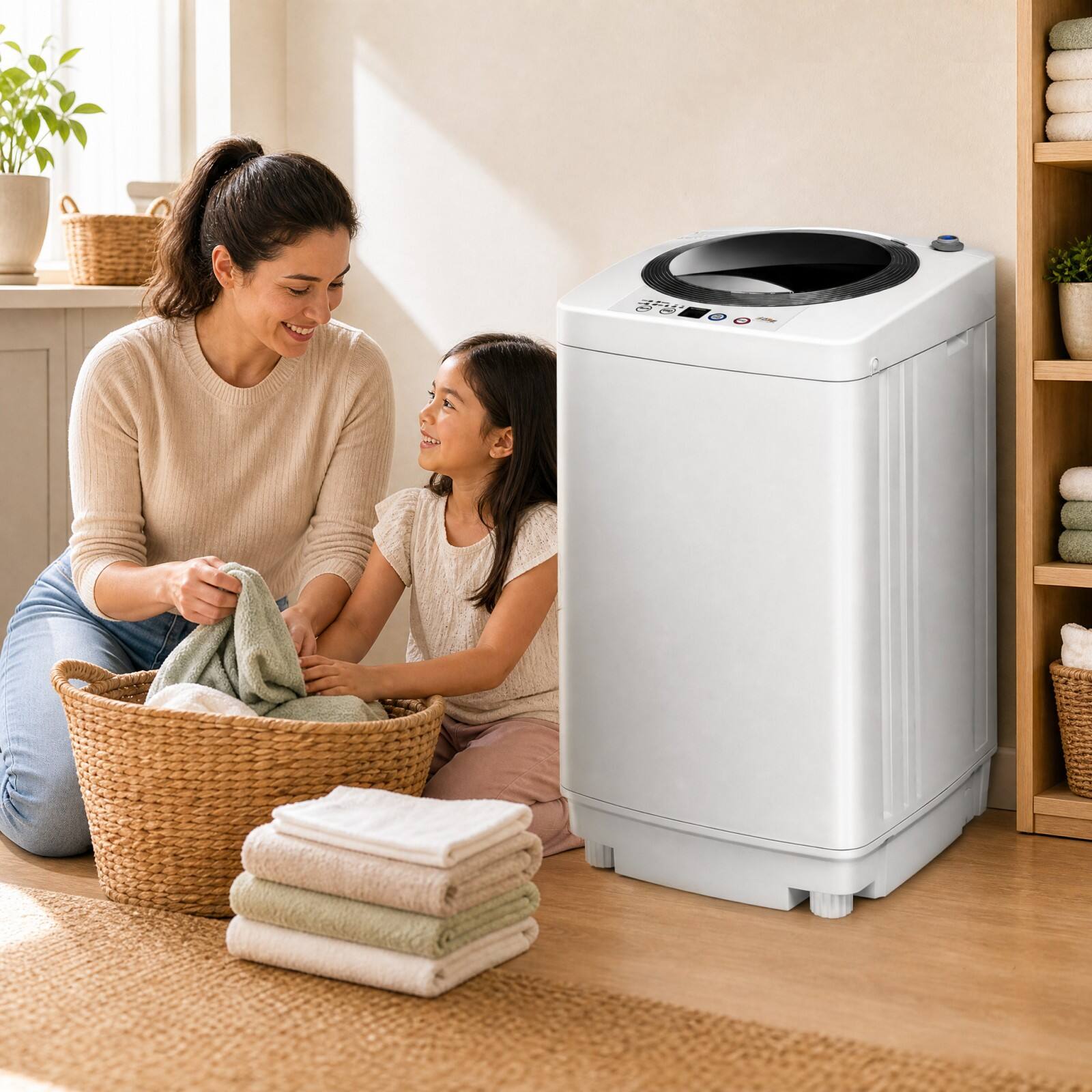 Alt View 3. Costway - Costway Portable Washing Machine, Full Automatic Washer and Dryer Combo, with Built-in Pump Drain - White.