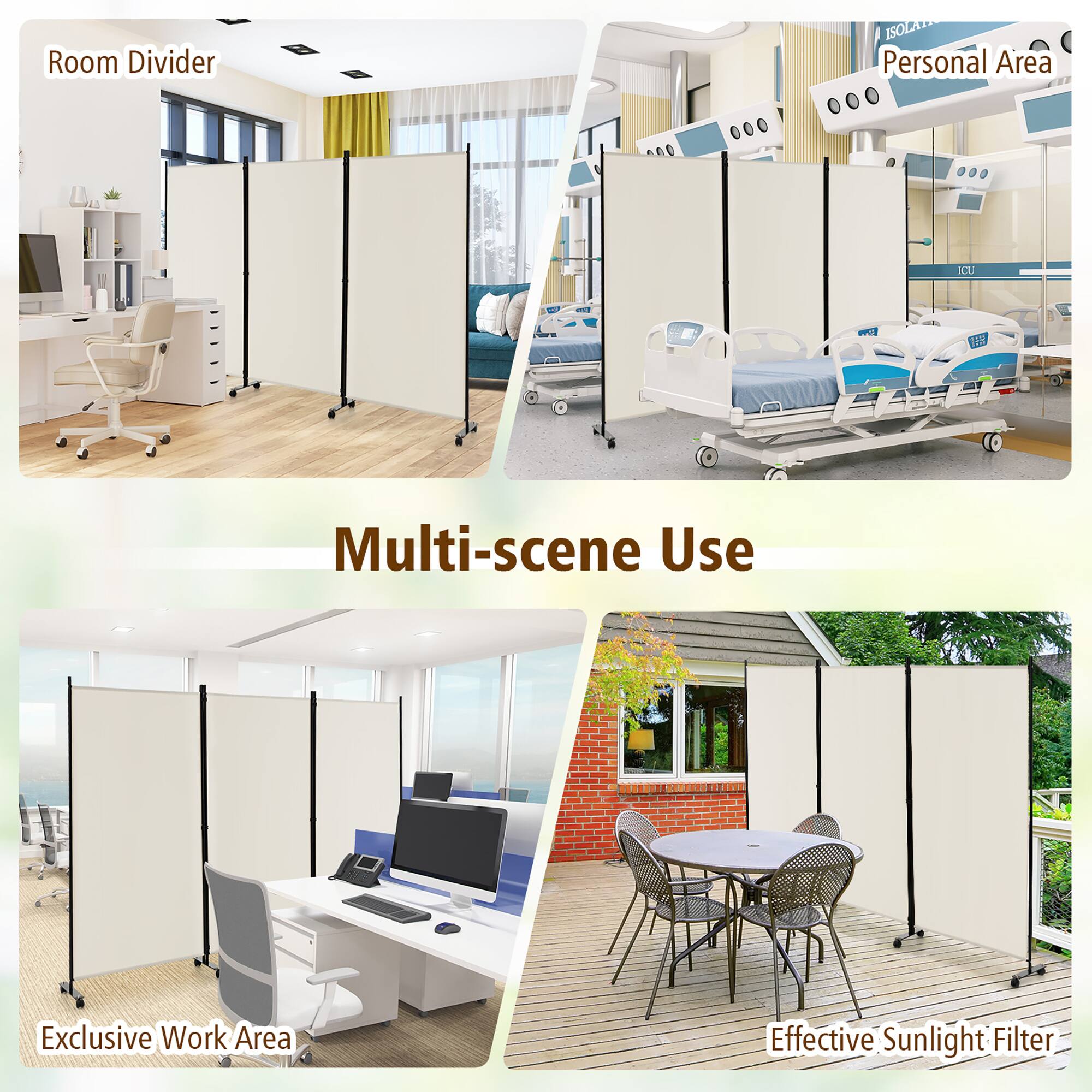 Room Divider  
ISOLATION Personal Area  
ICU  
150  
Multi-scene Use  
Exclusive Work Area  
Effective Sunlight Filter