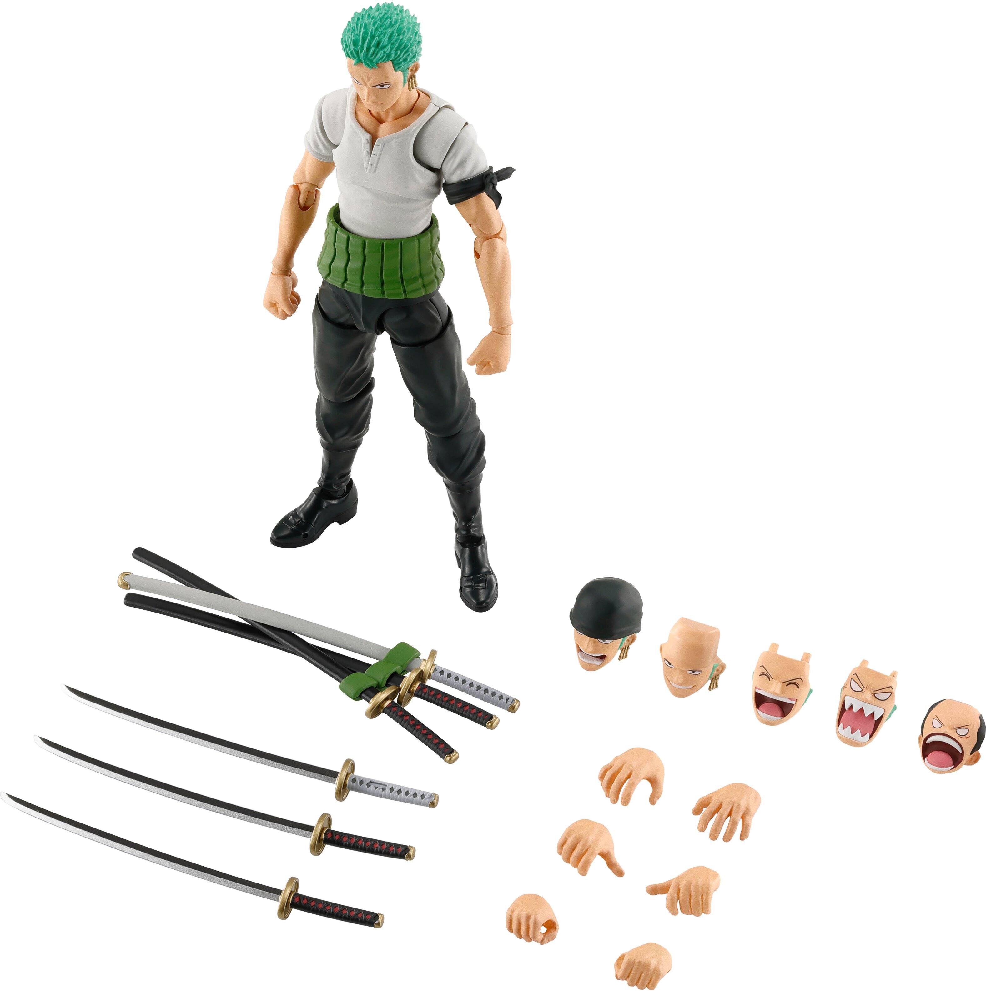Left. Bandai - S.H. Figuarts - One Piece Zoro 5.9" Figure.