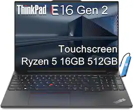 Lenovo - Upgraded - ThinkPad E16 Gen 2 16" FHD+ Touchscreen Business Laptop - AMD Ryzen 5 with 16GB Memory - 512GB SSD - Windows 11 Pro - Touchscreen - Black