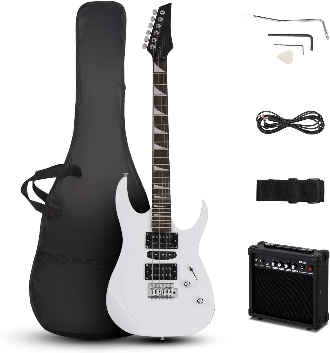 Winado - 39" Electric Guitar with 20Watt Amp, Full Size 170 Model Starter Guitar Kit for Beginners & Professionals W/Bag, Shoulde