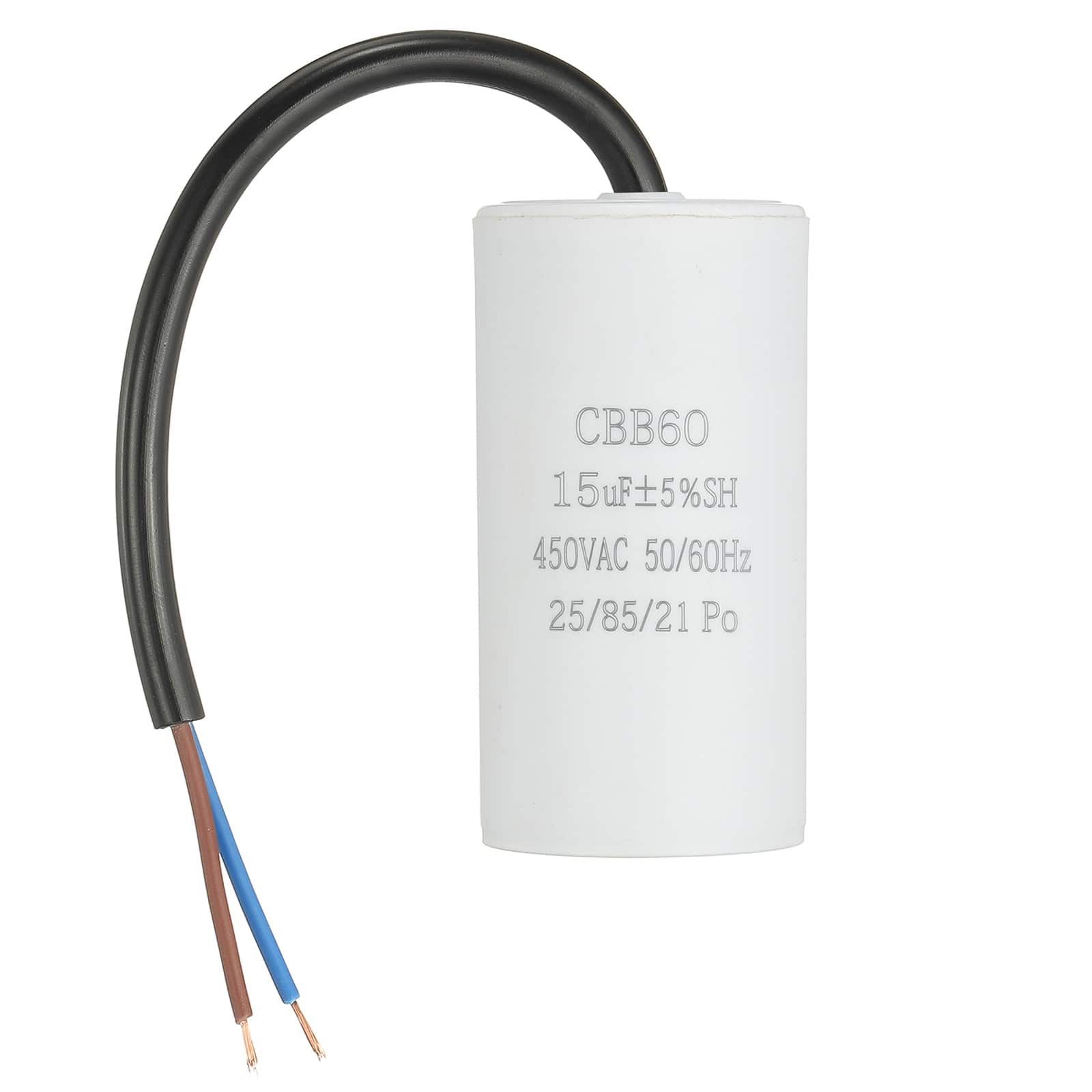 Unique Bargains - 15uF CBB60 Run Capacitor, AC 450V 2 Wires 50/60Hz Cylinder 73x37mm for Air Compressor, Water Pump - White price history on PriceWatchPro