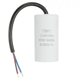 Unique Bargains - 15uF CBB60 Run Capacitor, AC 450V 2 Wires 50/60Hz Cylinder 73x37mm for Air Compressor, Water Pump - White