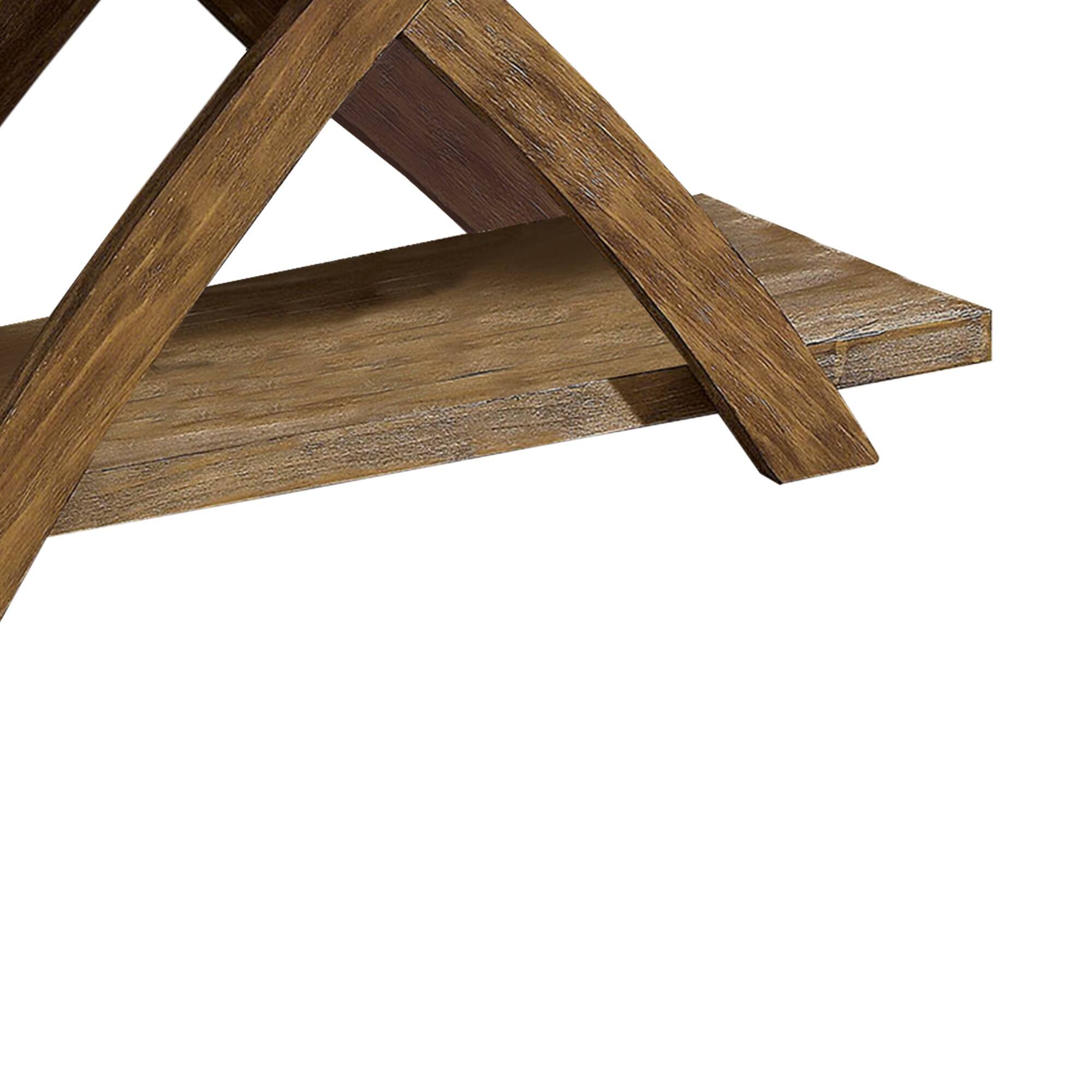Alt View 3. Manhattan Lane - Wooden Sofa Table with Open Bottom Shelf and X Shaped Base, Antique Light Oak Brown - Brown.