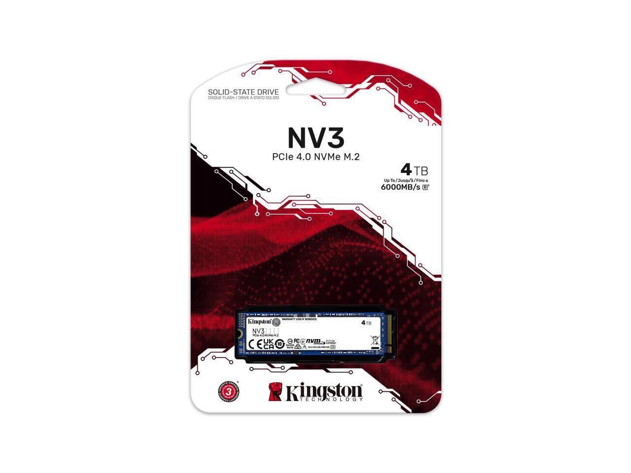 Kingston NV3 M.2 2280 4TB PCIe 4.0 x4 NVMe Internal Solid State