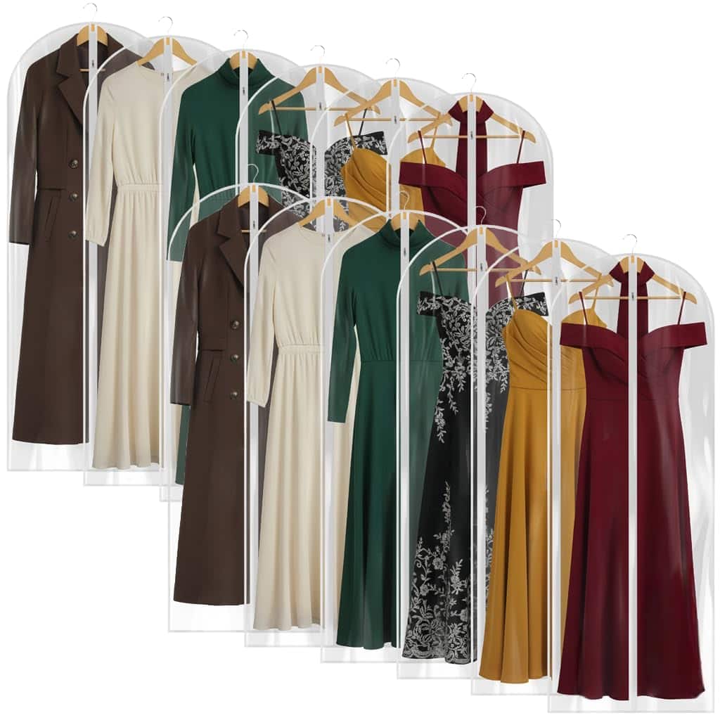 NICHOLAS KLEIN - 36" All Garment Bags For Women Suit Peva Waterproof Cover With Zipper Hanging Clothes Coats - 60" -12 Pack