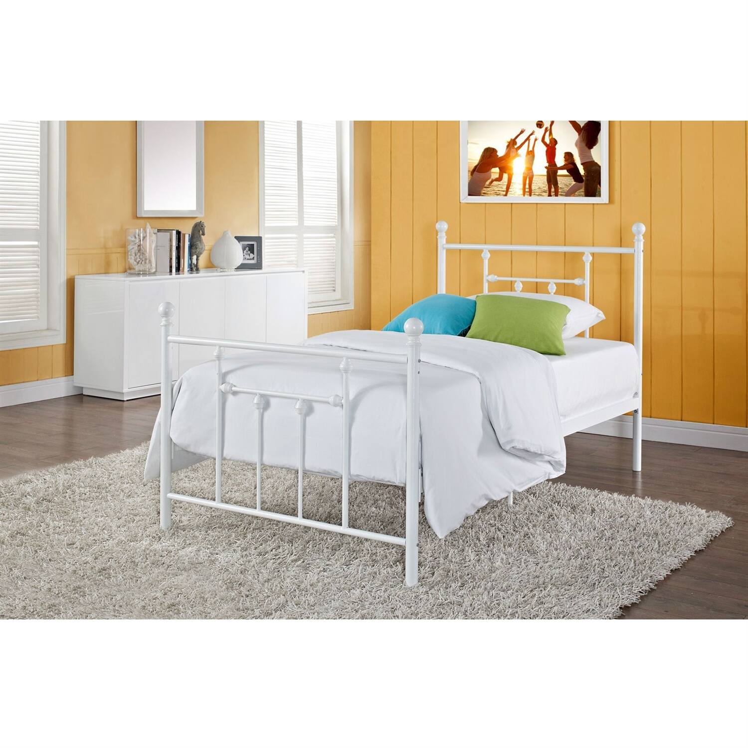 Left. Hivvago - Hivvago Full size Metal Platform Bed with Headboard and Footboard - White.