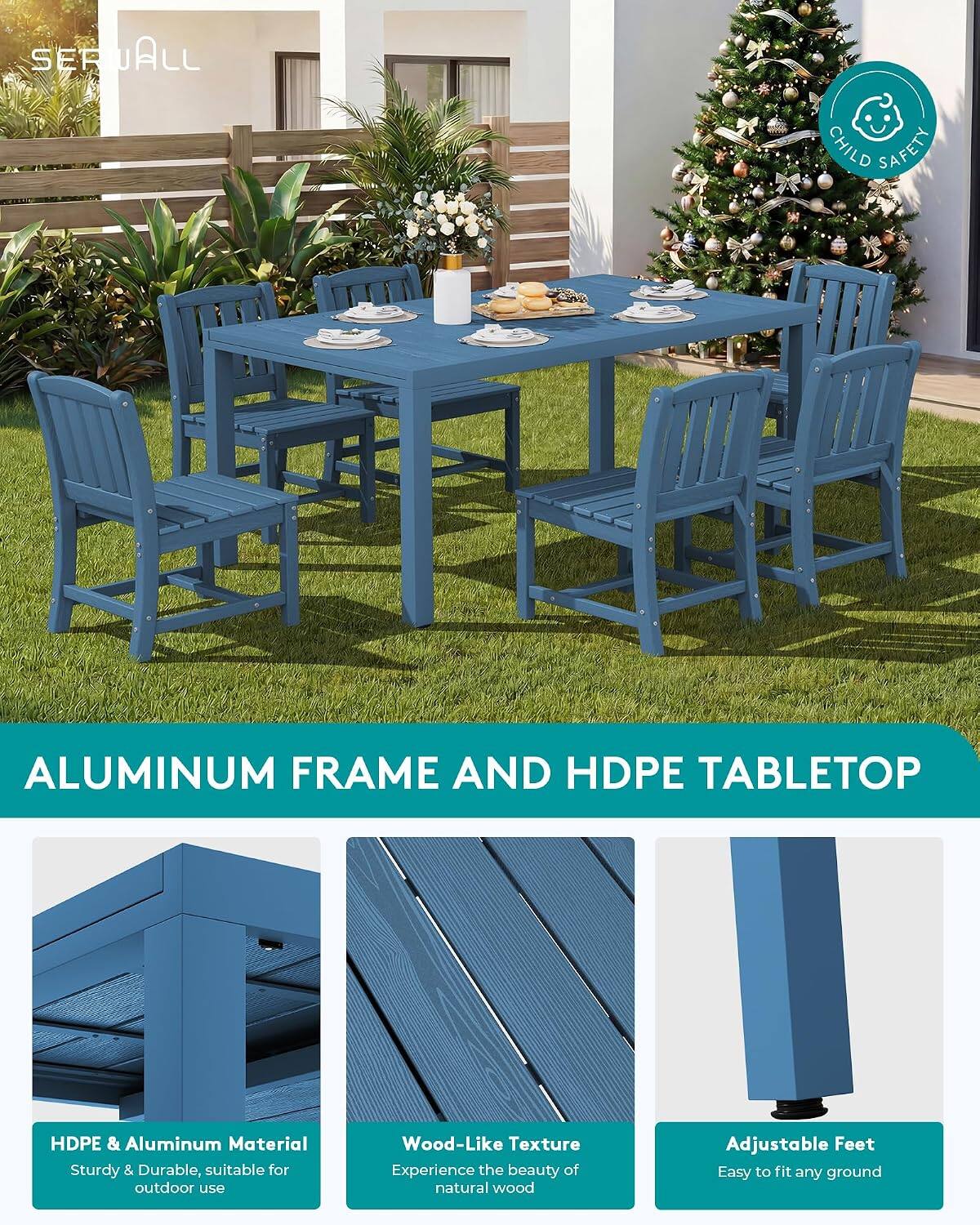 SERWALL Outdoor Expandable Dining Table 60