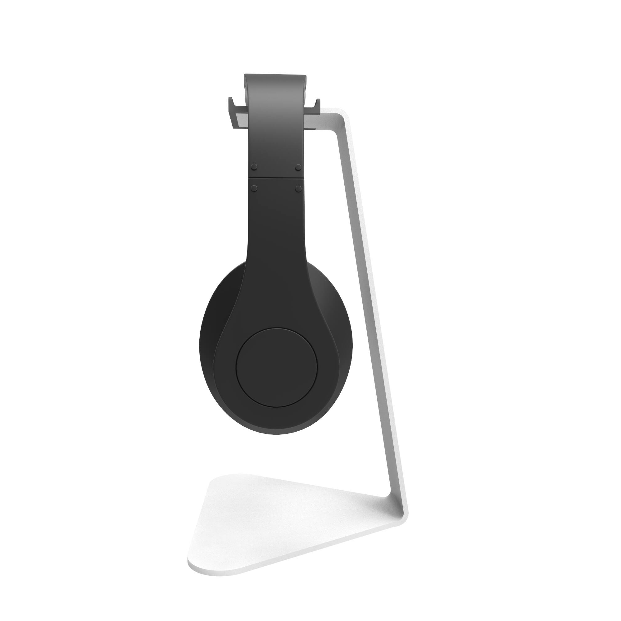 Back. Kanto - Low Profile Universal Headphone Stand with Curved Silicone Cradle - White.