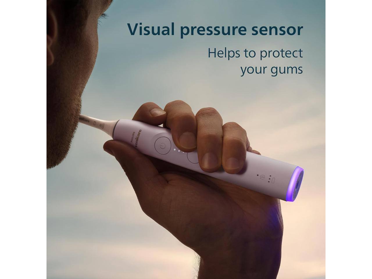 Visual pressure sensor  
Helps to protect your gums