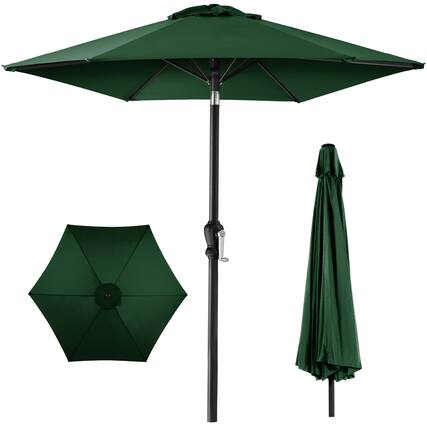 Front. Best Choice Products - Best Choice Products 10ft Outdoor Steel Market Patio Umbrella w/ Crank, Tilt Push Button, 6 Ribs - Green - Green.