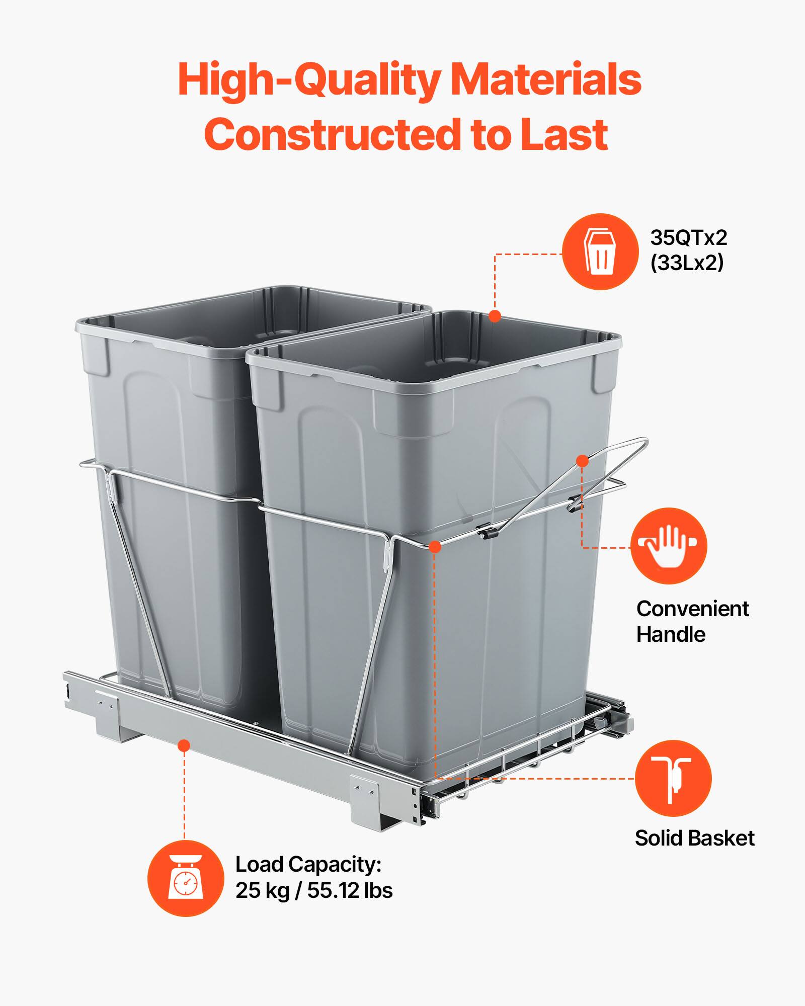 High-Quality Materials Constructed to Last

35QTx2 (33Lx2)

Convenient Handle

Load Capacity: 25 kg / 55.12 lbs

Solid Basket