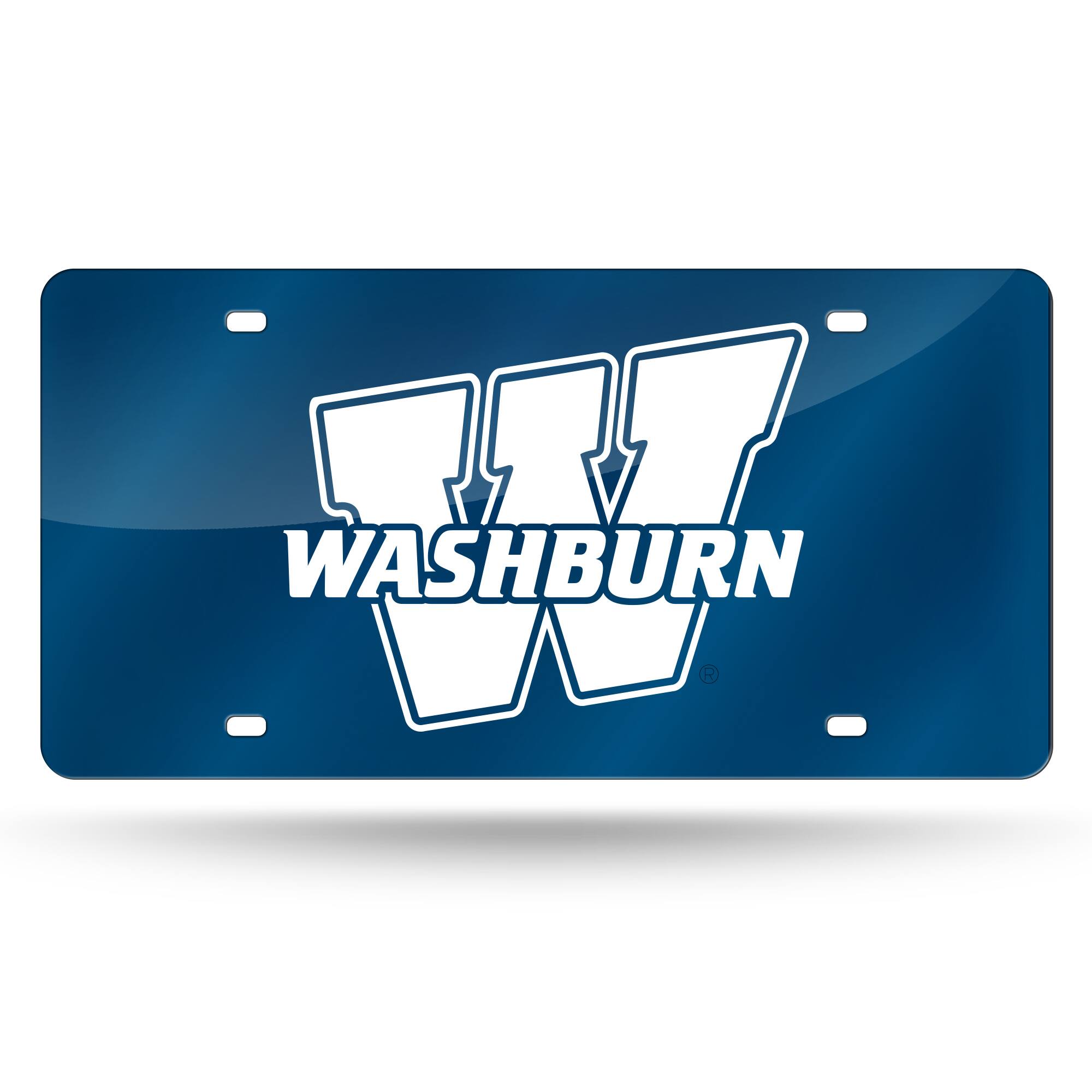 Washburn Ichabods Blue Mirrored Laser Cut License Plate Laser Tag