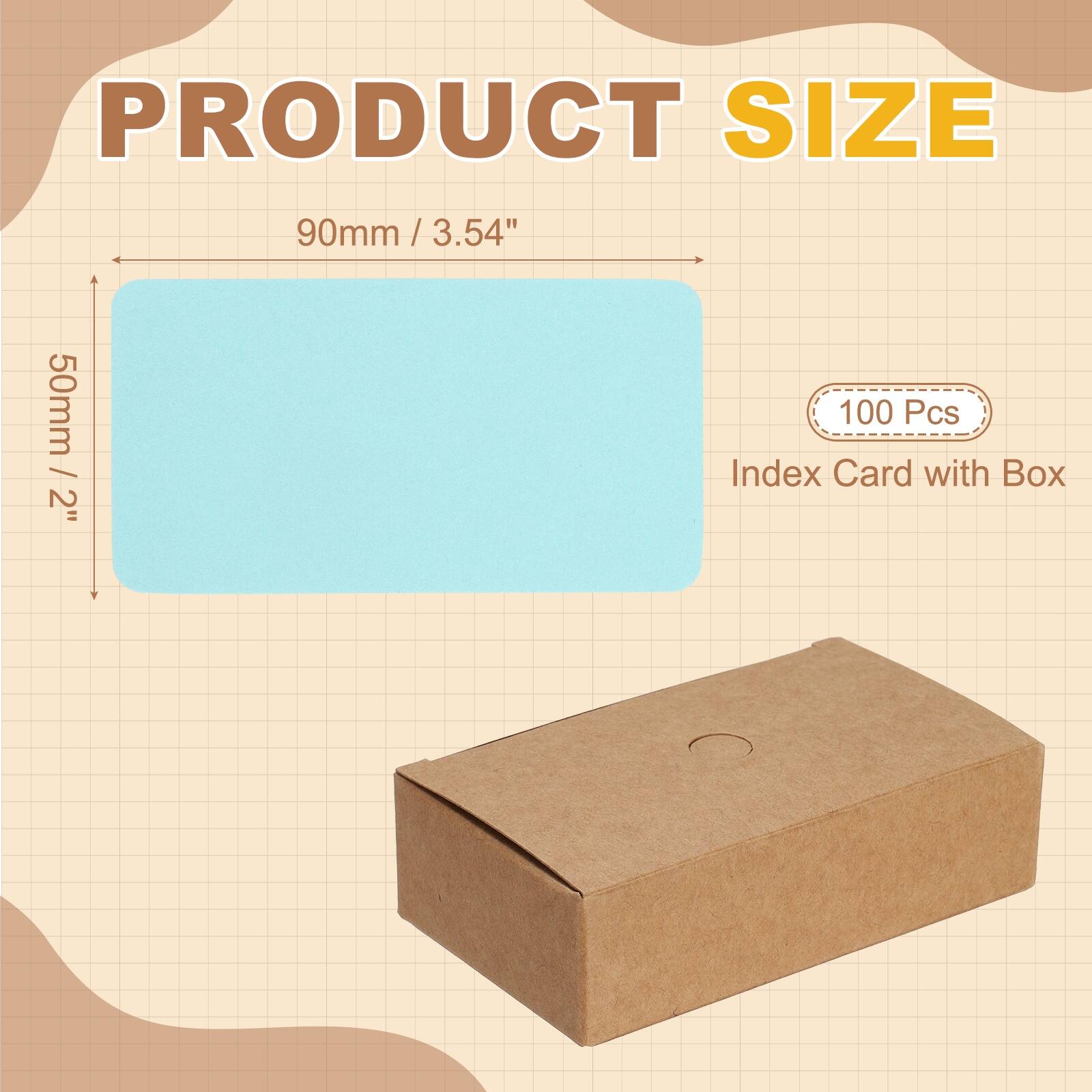 PRODUCT SIZE  
90mm / 3.54"  
50mm / 2"  
100 Pcs  
Index Card with Box