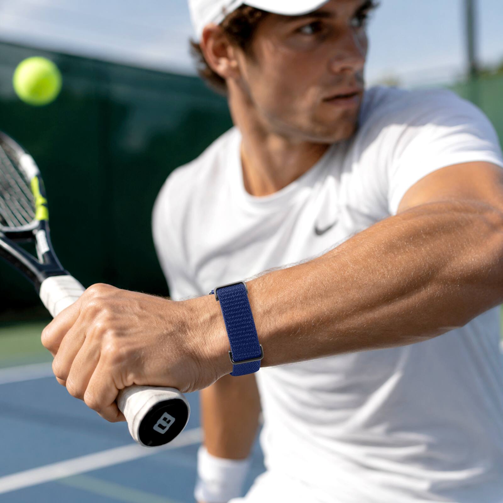 Alt View 2. Fintie - Nylon Loop Band for Google Fitbit Air, Sport Wrist Strap Secure Closure Adjustable Hook-and-Loop Breathable Durable - Navy.
