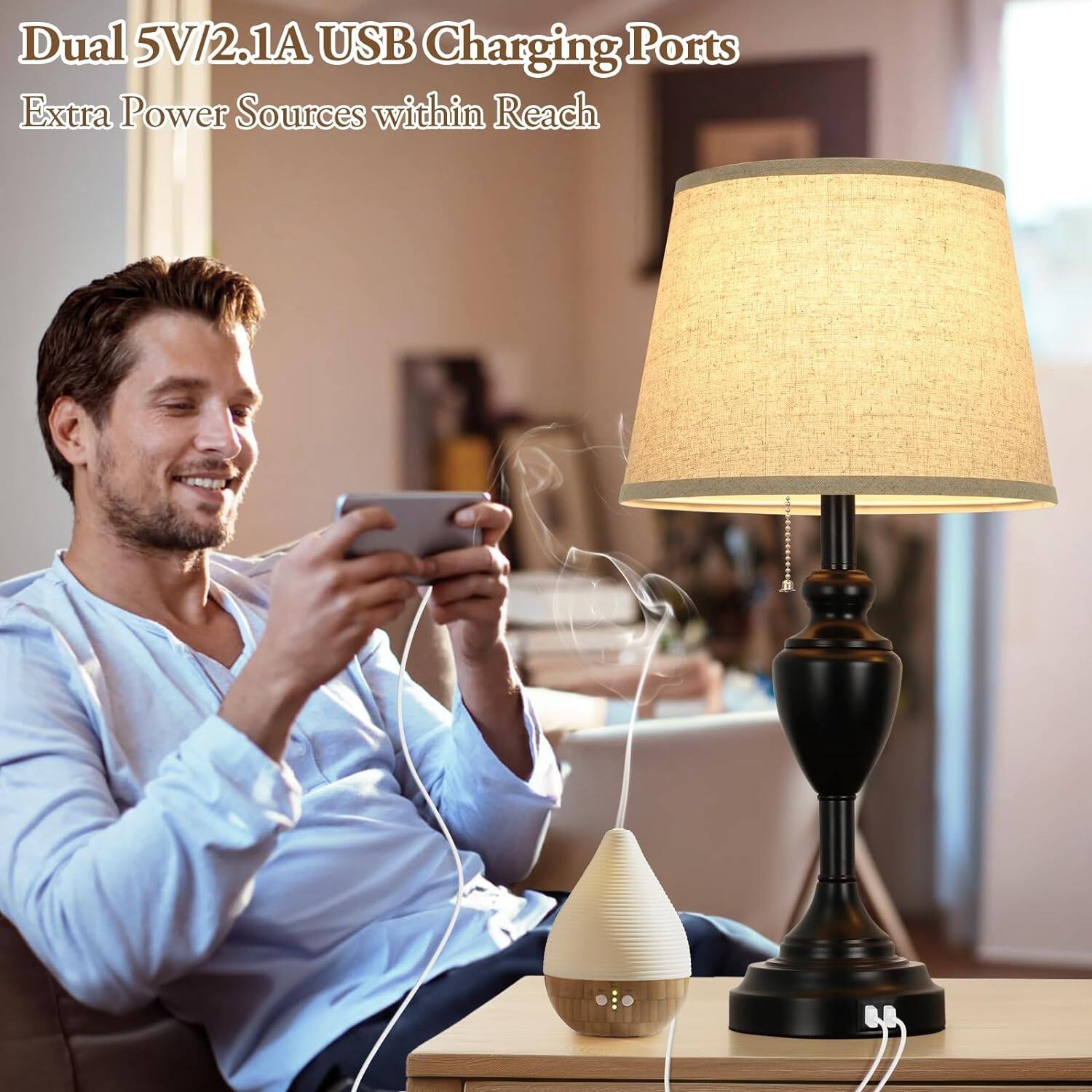 Dual 5V/2.1A USB Charging Ports  
Extra Power Sources within Reach