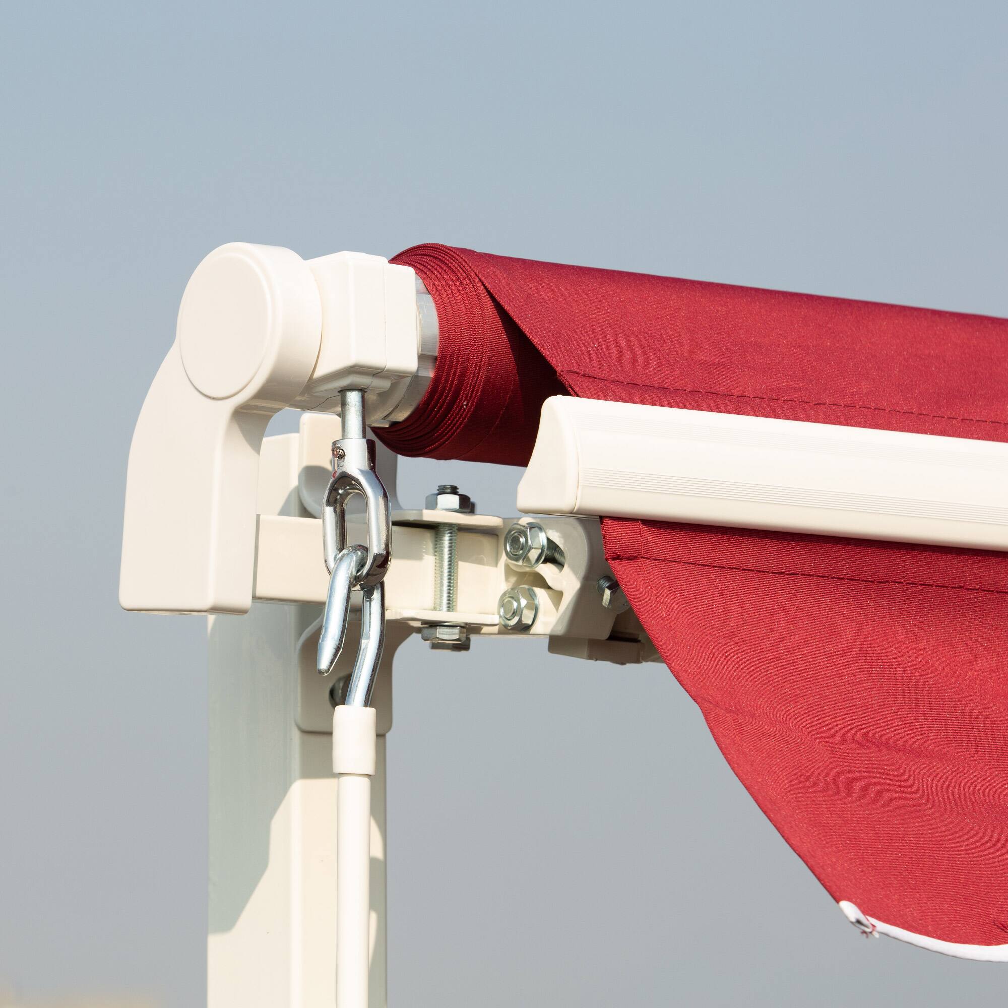 Alt View 7. Outsunny - 12' x 10' Retractable Awning Patio Awnings Sun Shade Shelter with Manual Crank Handle, 280g/m² UV - Wine Red.