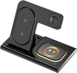 RISOKEYS - 4-in-1 Magnetic Foldable Wireless charging - Charging Station for Phone/Intelligent Watch/Ear for Apple - Black