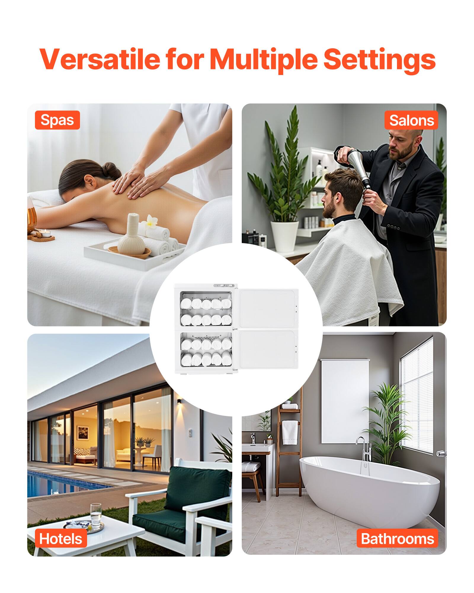 Versatile for Multiple Settings

Spas  
Salons  
Hotels  
Bathrooms