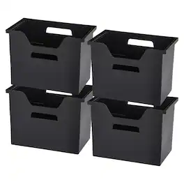 IRIS USA - Portable Letter Size Desktop File Box with Open Lid, Side Handles, Hanging File Folders