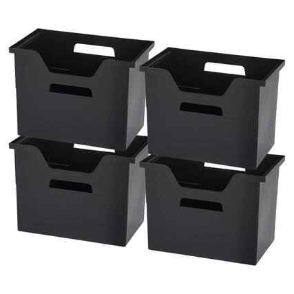 Front. IRIS USA - IRIS USA Portable Letter Size Desktop File Box with Open Lid, Side Handles, Hanging File Folders.