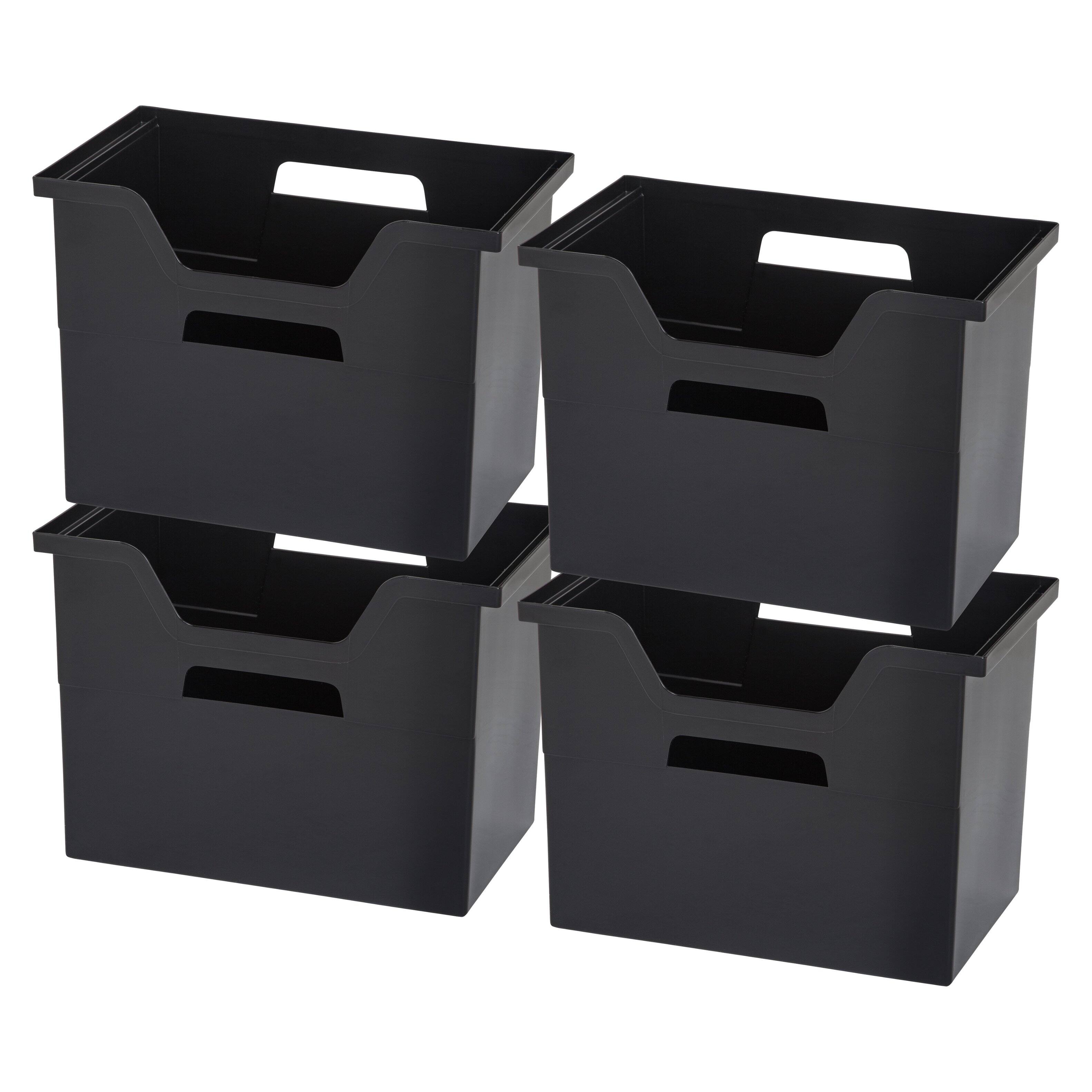 Front. IRIS USA - IRIS USA Portable Letter Size Desktop File Box with Open Lid, Side Handles, Hanging File Folders.