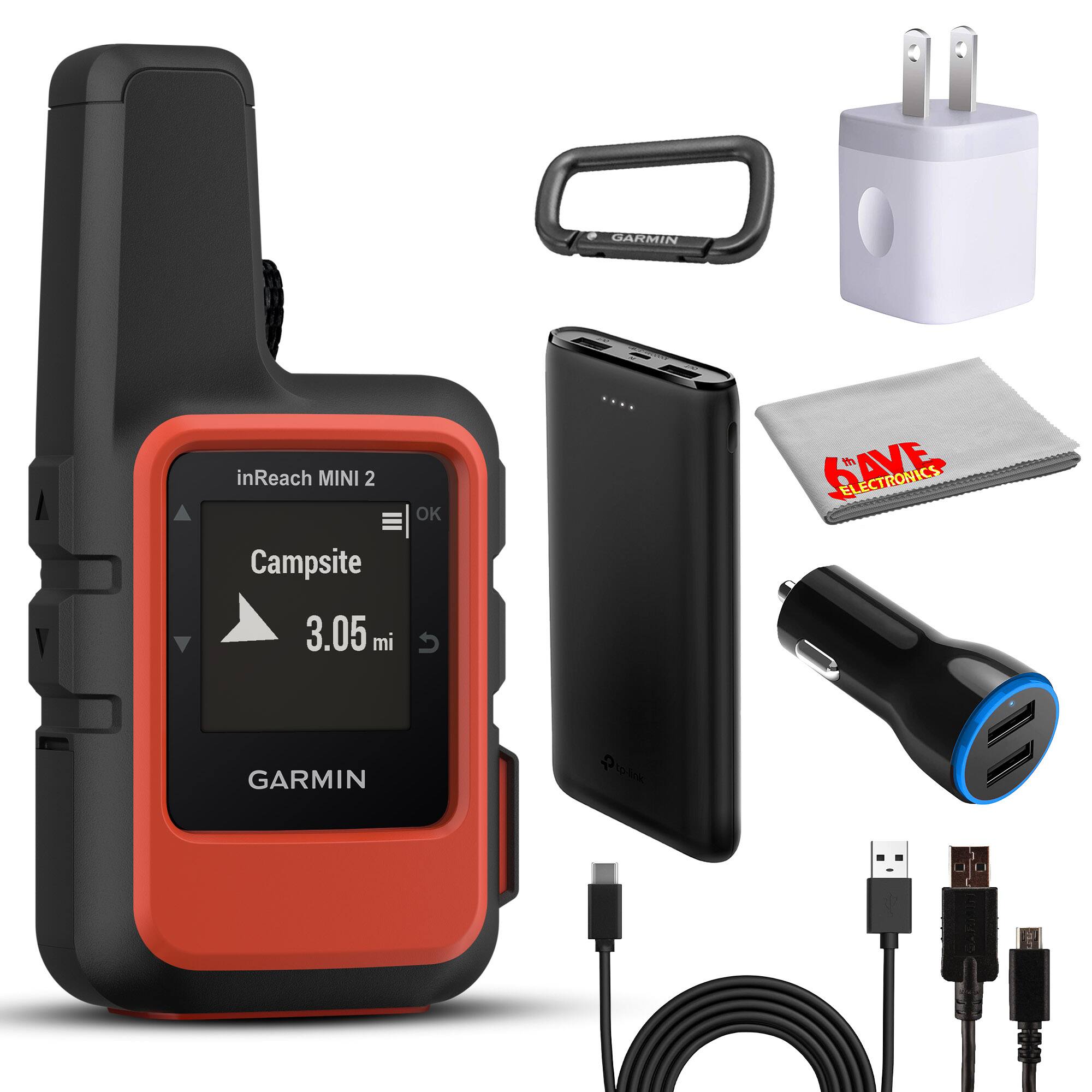 Garmin - inReach Mini 2 Satellite Communicator Handheld for Hiking Bundle - Red